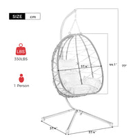 Egg Chair With Stand Indoor Outdoor Swing Chair Patio Wicker Hanging Egg Chair Hanging Basket Chair Hammock Chair With Stand For Bedroom Living Room Balcony Yes Sectional Red Water Resistant Frame Water Resistant Cushion Garden & Outdoor American Design