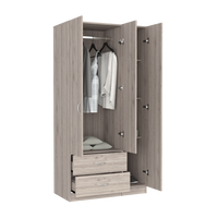 Three Door Armoire Clark, Bedroom, Light Gray Light Gray Particle Board Engineered Wood