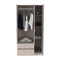 Three Door Armoire Clark, Bedroom, Light Gray Light Gray Particle Board Engineered Wood