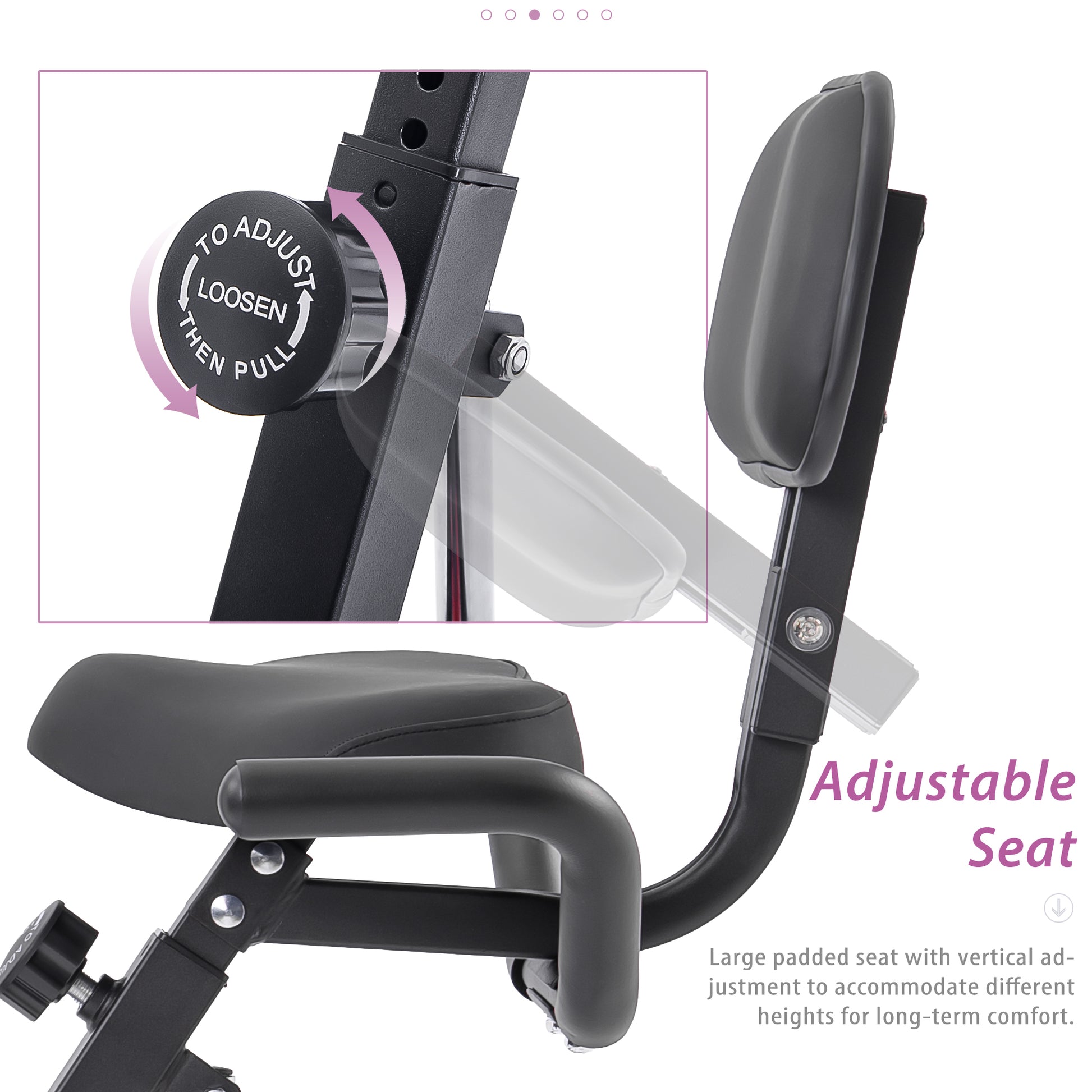 Folding Exercise Bike, Fitness Upright And Recumbent X Bike With 16 Level Adjustable Resistance, Arm Bands And Backrest Pink Metal