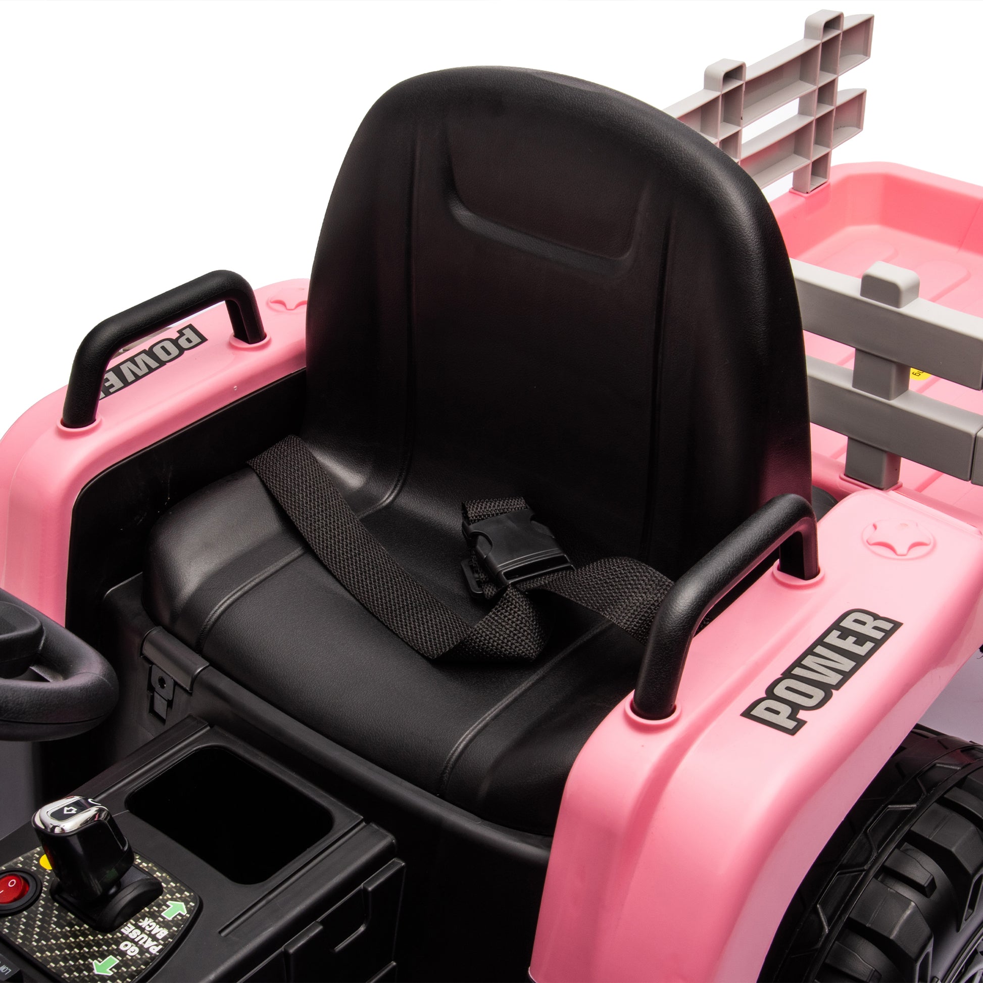 Ride On Tractor With Trailer,12V Battery Powered Electric Tractor Toy W Remote Control,Electric Car For Kids,Three Speed Adjustable,Power Display, Usb,Mp3 ,Bluetooth,Led Light,Two Point Safety Belt Pink Plastic