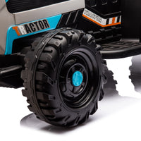 Ride On Tractor With Trailer,24V Battery Powered Electric Tractor Toy, 200W*2Motor 1.86 4.97Mph Remote Control,Electric Car For Kids,Three Speed Adjustable,Usb,Mp3 ,Bluetooth,Led Light, Safety Belt Blue Plastic