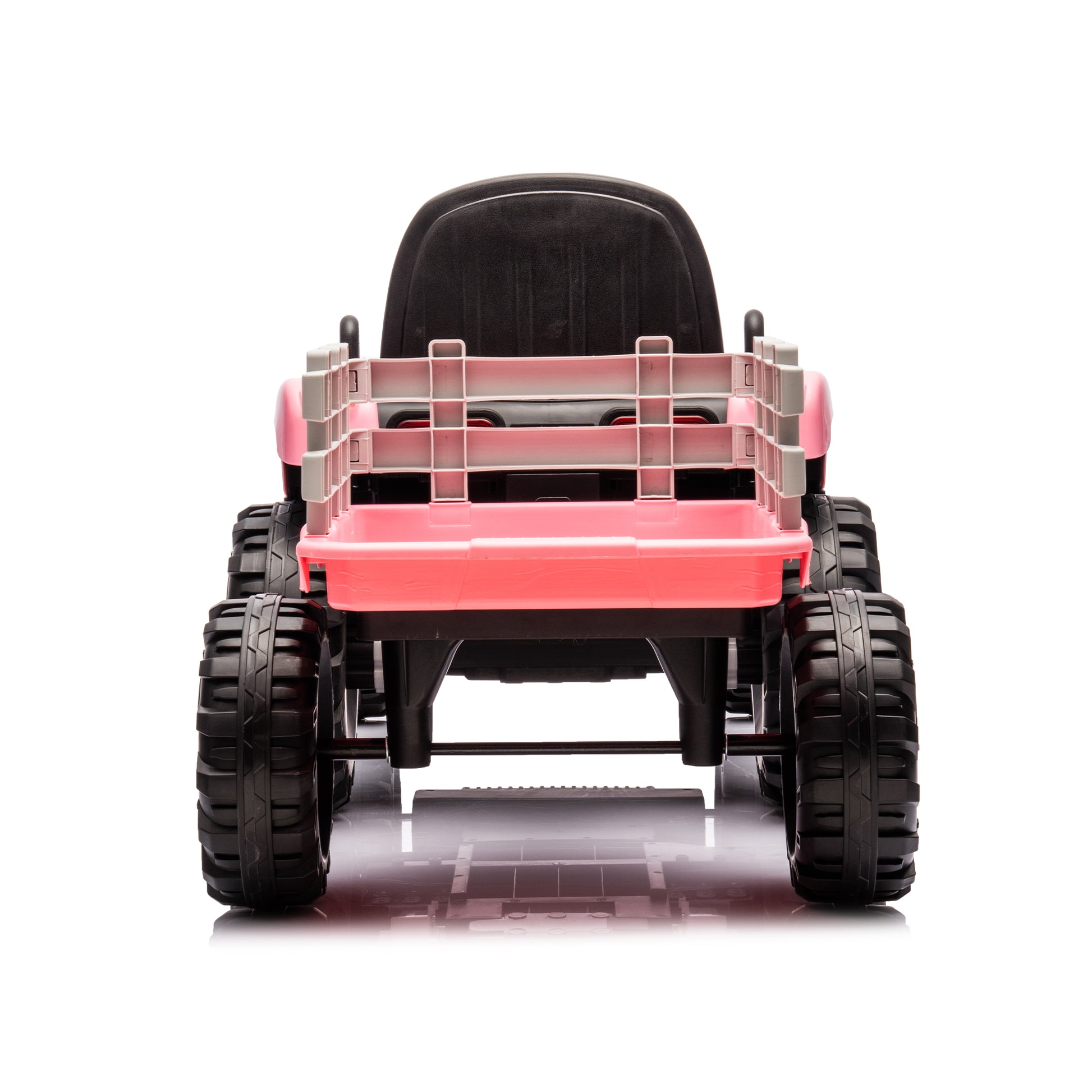 Ride On Tractor With Trailer,12V Battery Powered Electric Tractor Toy W Remote Control,Electric Car For Kids,Three Speed Adjustable,Power Display, Usb,Mp3 ,Bluetooth,Led Light,Two Point Safety Belt Pink Plastic