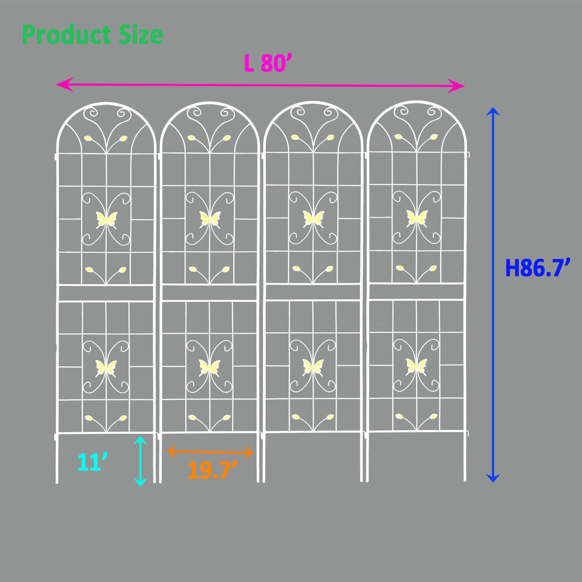 4 Pack Metal Garden Trellis 86.7" X 19.7" Rustproof Trellis For Climbing Plants Outdoor Flower Support Cream White Cream White Garden & Outdoor Iron