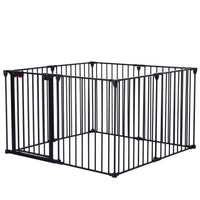 200" Adjustable Safety Gate 8 Panels Play Yard Metal Doorways Fireplace Fence Christmas Tree Fence Gate For House Stairs Gate Prohibited Area Fence Black Steel