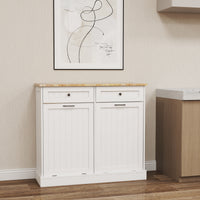 Two Drawers And Two Compartment Tilt Out Trash Cabinet Kitchen Trash Cabinet White White Mdf