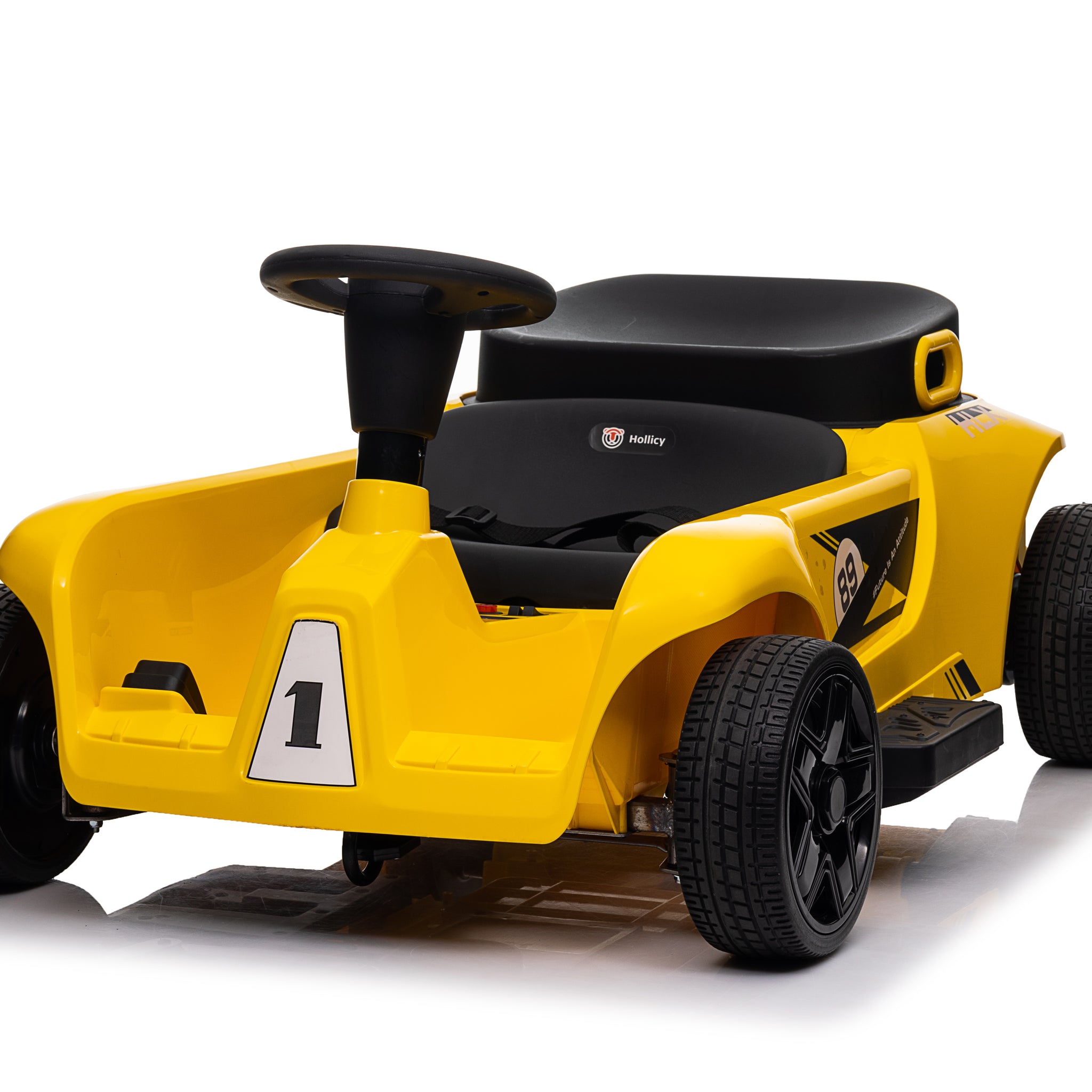 24V Electric Drifting Go Kart For Kids, Electric Ride On Toy W 85W*2 Motors, 8Mph Max Speed, Safety Belt, Music, Horn, Usb Yellow Abs