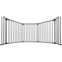 150" Adjustable Safety Gate 6 Panels Play Yard Metal Doorways Fireplace Fence Christmas Tree Fence Gate For House Stairs Gate Prohibited Area Fence Black Steel