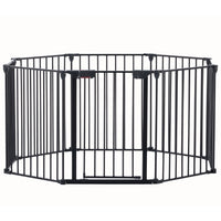 200" Adjustable Safety Gate 8 Panels Play Yard Metal Doorways Fireplace Fence Christmas Tree Fence Gate For House Stairs Gate Prohibited Area Fence Black Steel
