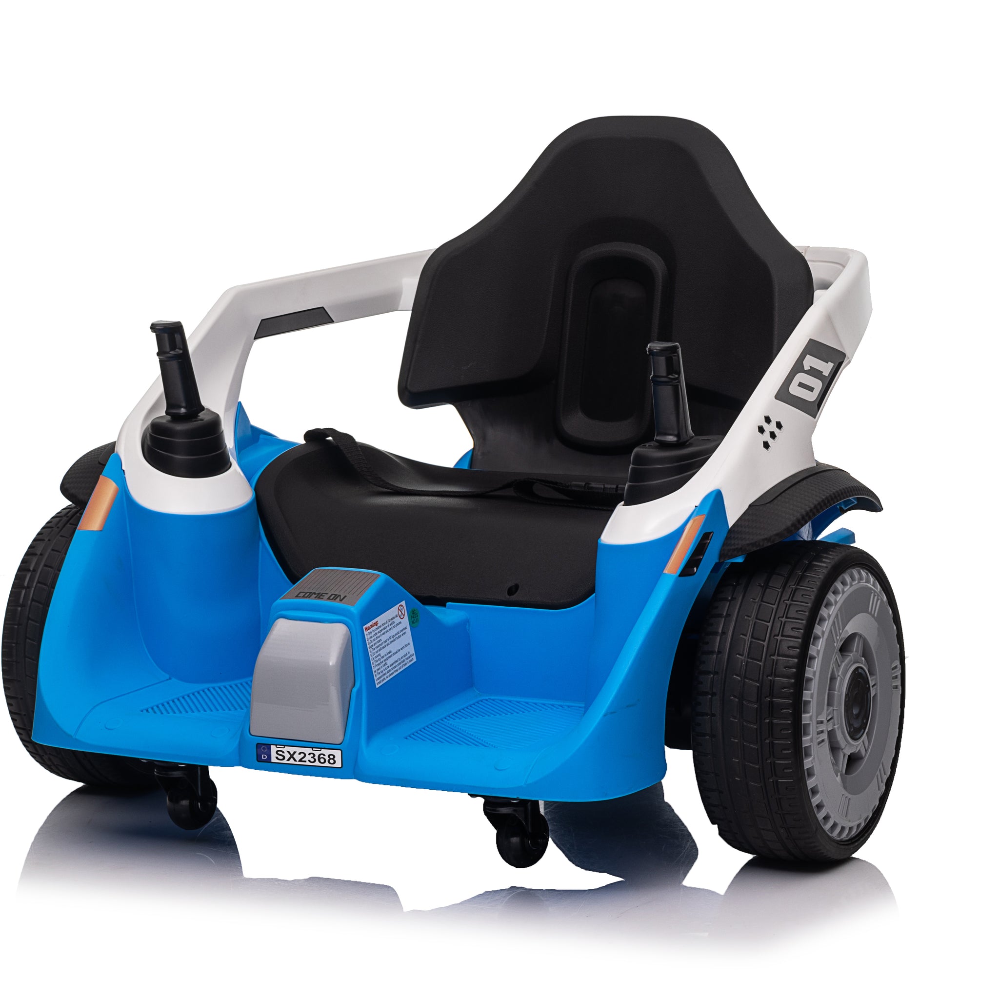 24V Electric Drifting Go Kart For Kids, Electric Ride On Toy W 85W*2 Motors, 8Mph Max Speed, Safety Belt, Music, Horn, Usb Blue Abs