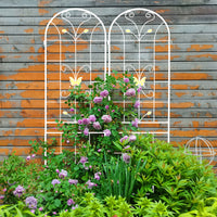 4 Pack Metal Garden Trellis 86.7" X 19.7" Rustproof Trellis For Climbing Plants Outdoor Flower Support Cream White Cream White Garden & Outdoor Iron