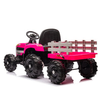 Ride On Tractor With Trailer,24V Battery Powered Electric Tractor Toy, 200W*2Motor 1.86 4.97Mph Remote Control,Electric Car For Kids,Three Speed Adjustable,Usb,Mp3 ,Bluetooth,Led Light, Safety Belt