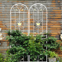 2 Pack Metal Garden Trellis 86.7" X 19.7" Rustproof Trellis For Climbing Plants Outdoor Flower Support Cream White Cream White Garden & Outdoor Iron