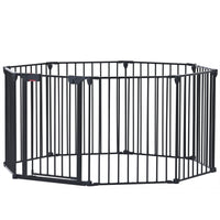 200" Adjustable Safety Gate 8 Panels Play Yard Metal Doorways Fireplace Fence Christmas Tree Fence Gate For House Stairs Gate Prohibited Area Fence Black Steel