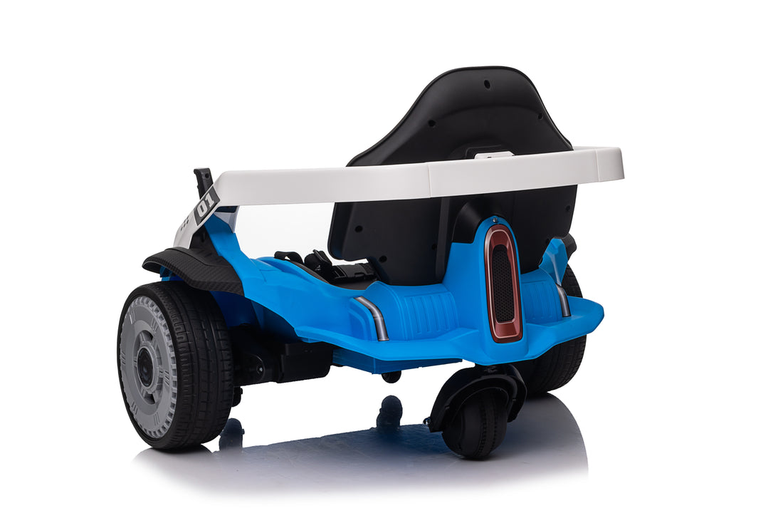 24V Electric Drifting Go Kart For Kids, Electric Ride On Toy W 85W*2 Motors, 8Mph Max Speed, Safety Belt, Music, Horn, Usb Blue Abs