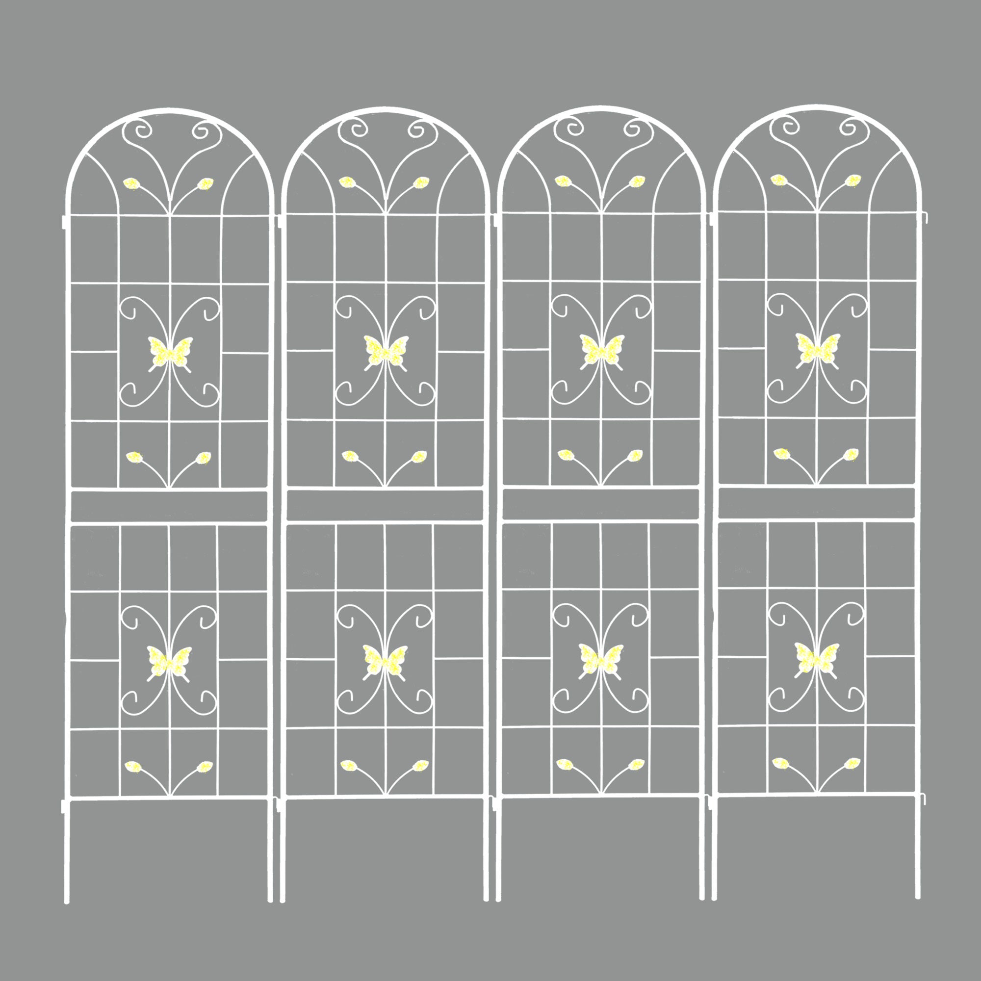 4 Pack Metal Garden Trellis 86.7" X 19.7" Rustproof Trellis For Climbing Plants Outdoor Flower Support Cream White Cream White Garden & Outdoor Iron