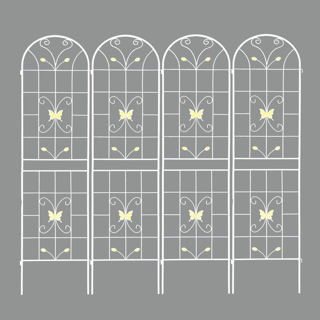 4 Pack Metal Garden Trellis 86.7" X 19.7" Rustproof Trellis For Climbing Plants Outdoor Flower Support Cream White Cream White Garden & Outdoor Iron