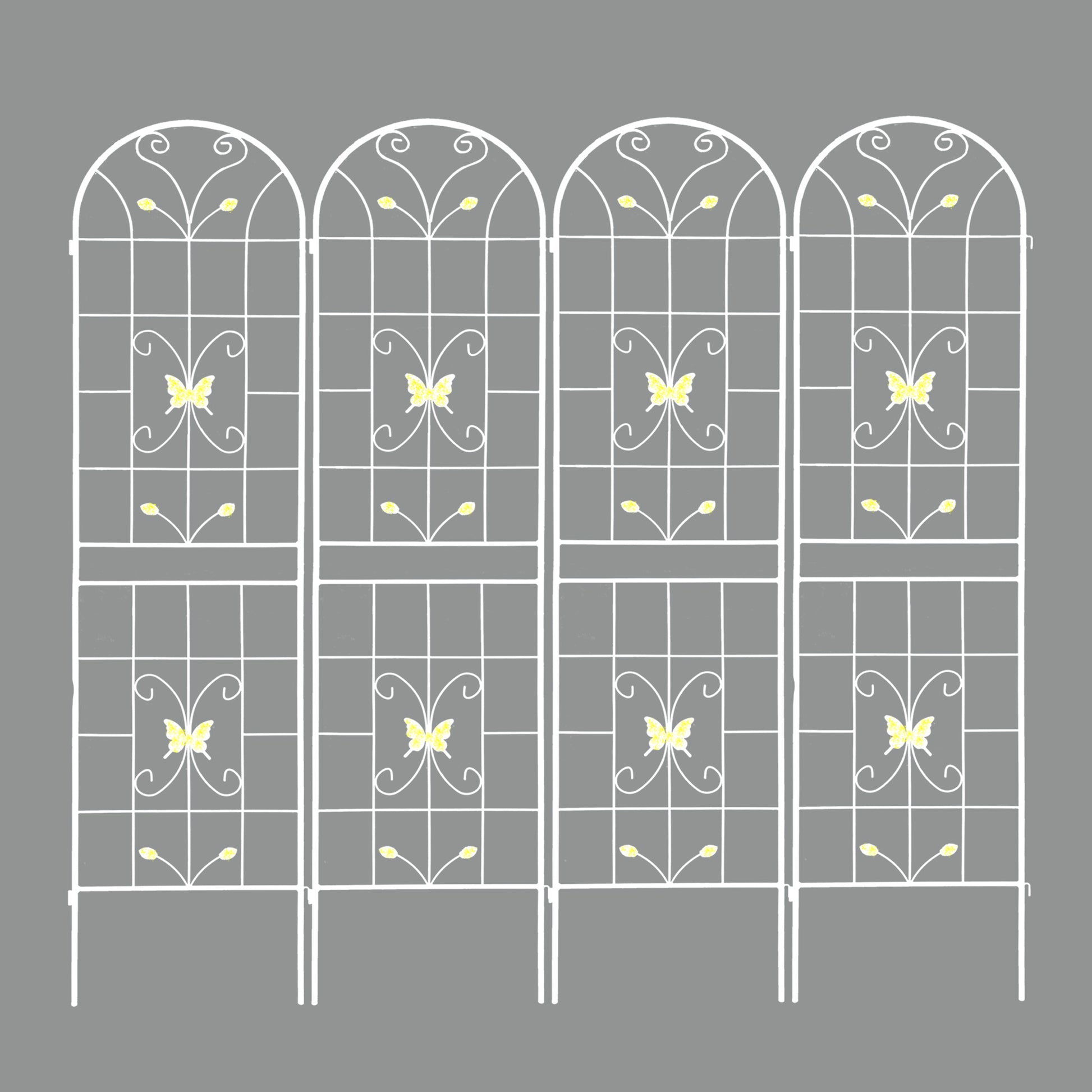 4 Pack Metal Garden Trellis 86.7" X 19.7" Rustproof Trellis For Climbing Plants Outdoor Flower Support Cream White Cream White Garden & Outdoor Iron