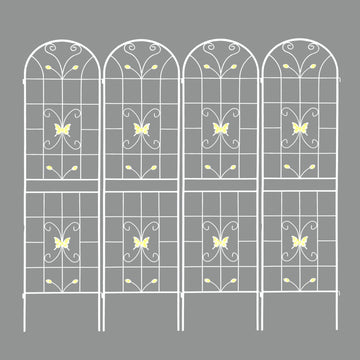 4 Pack Metal Garden Trellis 86.7" X 19.7" Rustproof Trellis For Climbing Plants Outdoor Flower Support Cream White Cream White Garden & Outdoor Iron