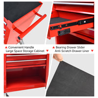 4 Drawers Tool Cabinet With Tool Sets Red Red Steel
