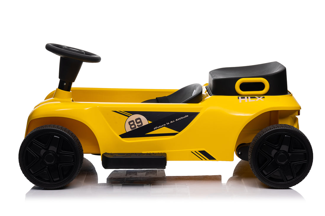 24V Electric Drifting Go Kart For Kids, Electric Ride On Toy W 85W*2 Motors, 8Mph Max Speed, Safety Belt, Music, Horn, Usb Yellow Abs