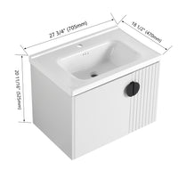 28 Inch Bathroom Vanity With Ceramic Sink, For Small Bathroom, Bathroom Vanity With Soft Close Door White 2 Bathroom Wall Mounted Modern Plywood