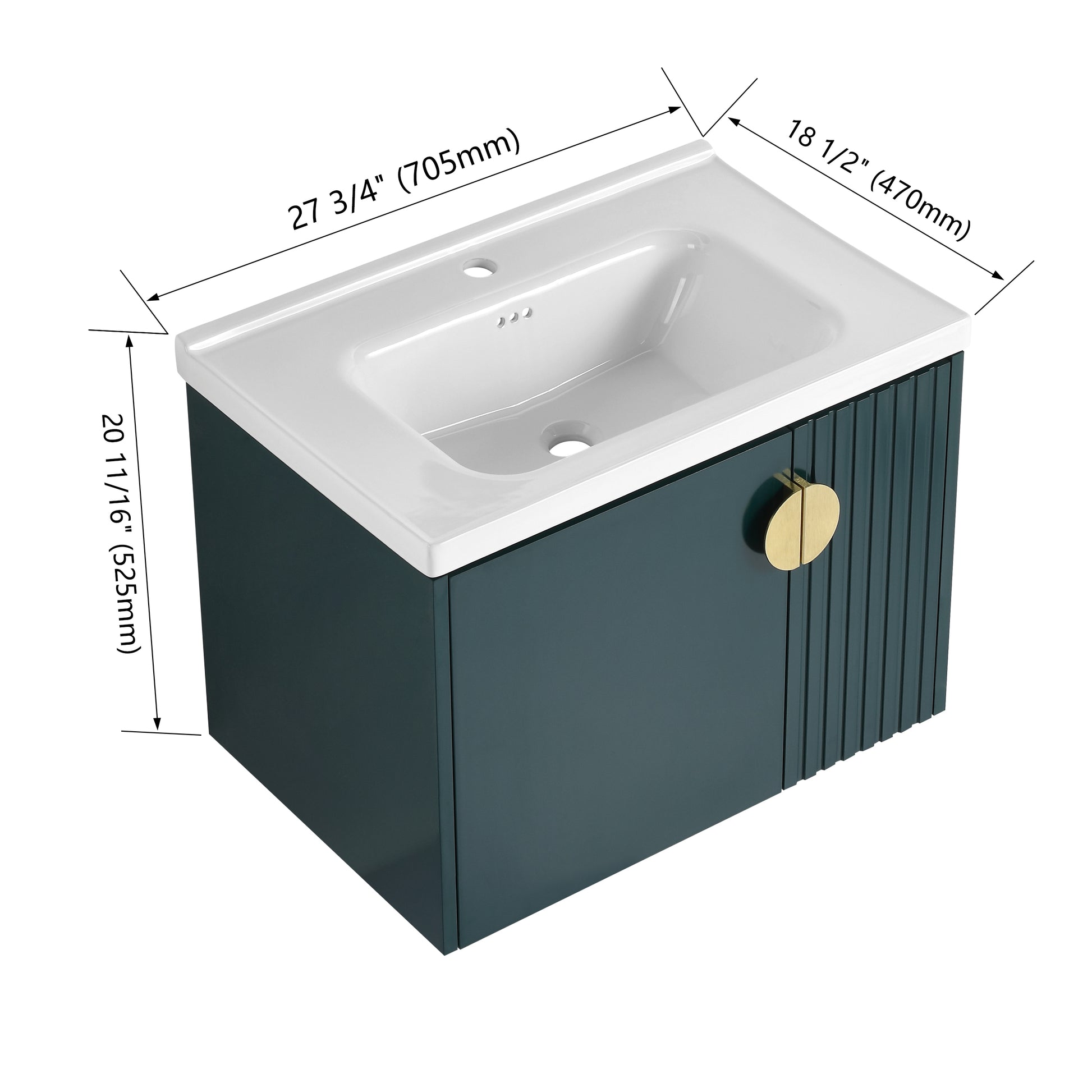 28 Inch Bathroom Vanity With Ceramic Sink, For Small Bathroom, Bathroom Vanity With Soft Close Door Green 2 Bathroom Wall Mounted Modern Plywood