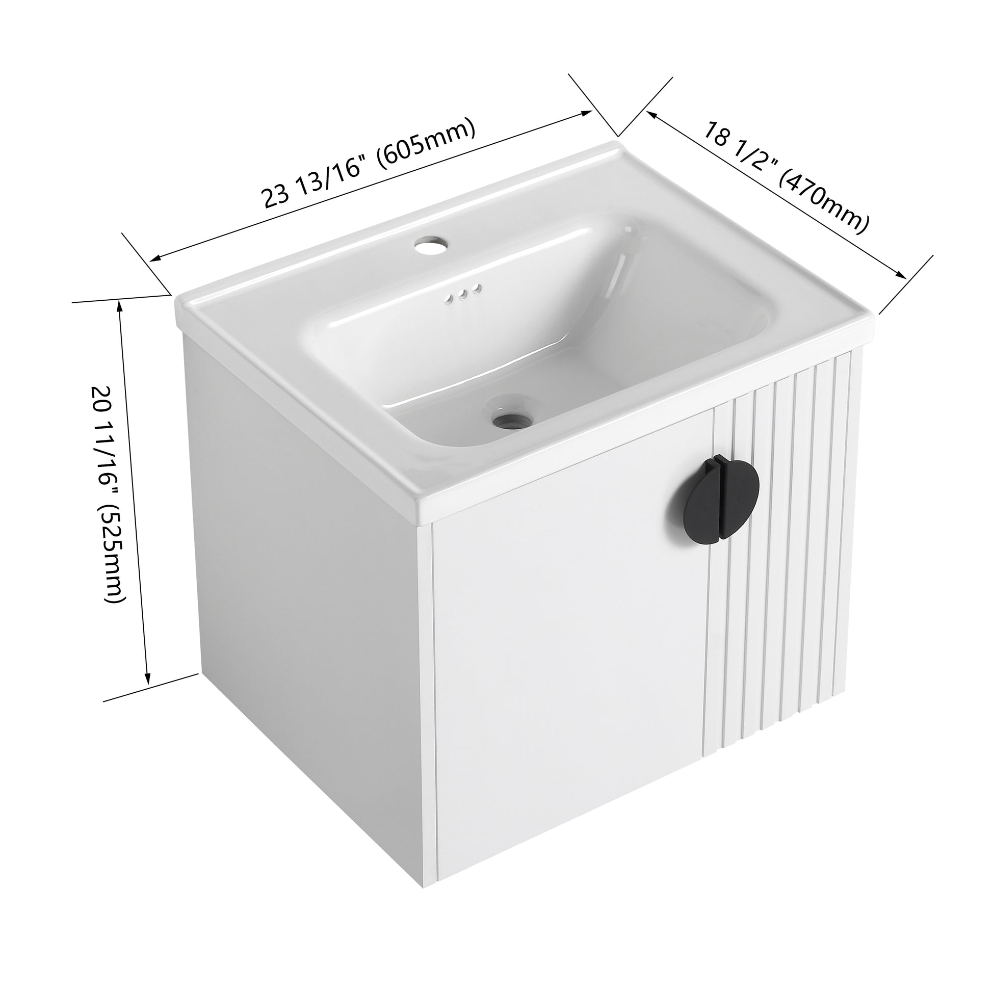 24 Inch Bathroom Vanity With Sink, For Small Bathroom, Bathroom Vanity With Soft Close Door White 2 Bathroom Wall Mounted Modern Plywood