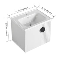 24 Inch Bathroom Vanity With Sink, For Small Bathroom, Bathroom Vanity With Soft Close Door White 2 Bathroom Wall Mounted Modern Plywood