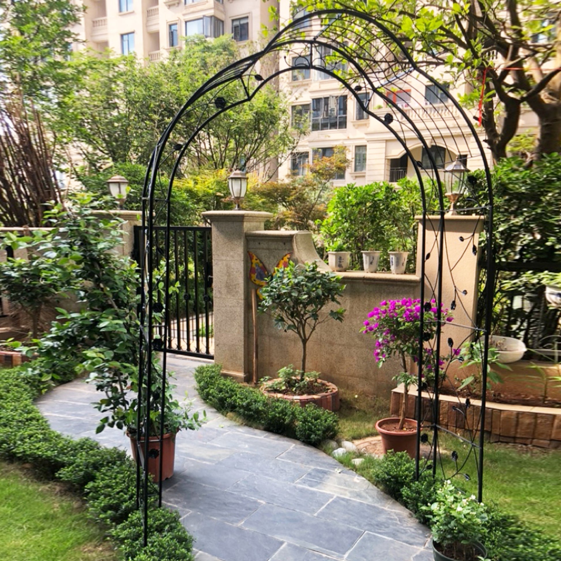 Metal Garden Arch Assemble Freely With 8 Styles Garden Arbor Trellis Climbing Plants Support Rose Arch Black Black Garden & Outdoor Iron