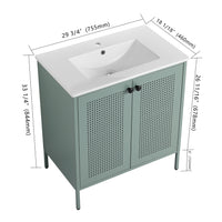 30 Inch Freestanding Bathroom Vanity With Ceramic Sink Mint Green 2 Bathroom Freestanding Modern Steel