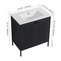 30 Inch Freestanding Bathroom Vanity With Ceramic Sink Black 2 Bathroom Freestanding Modern Steel