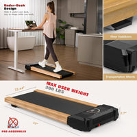 Max 300Lbs Capacity For Home Small Installation Free Under Desk Treadmill With High Sound Quality Speaker Natural Wood Metal & Wood