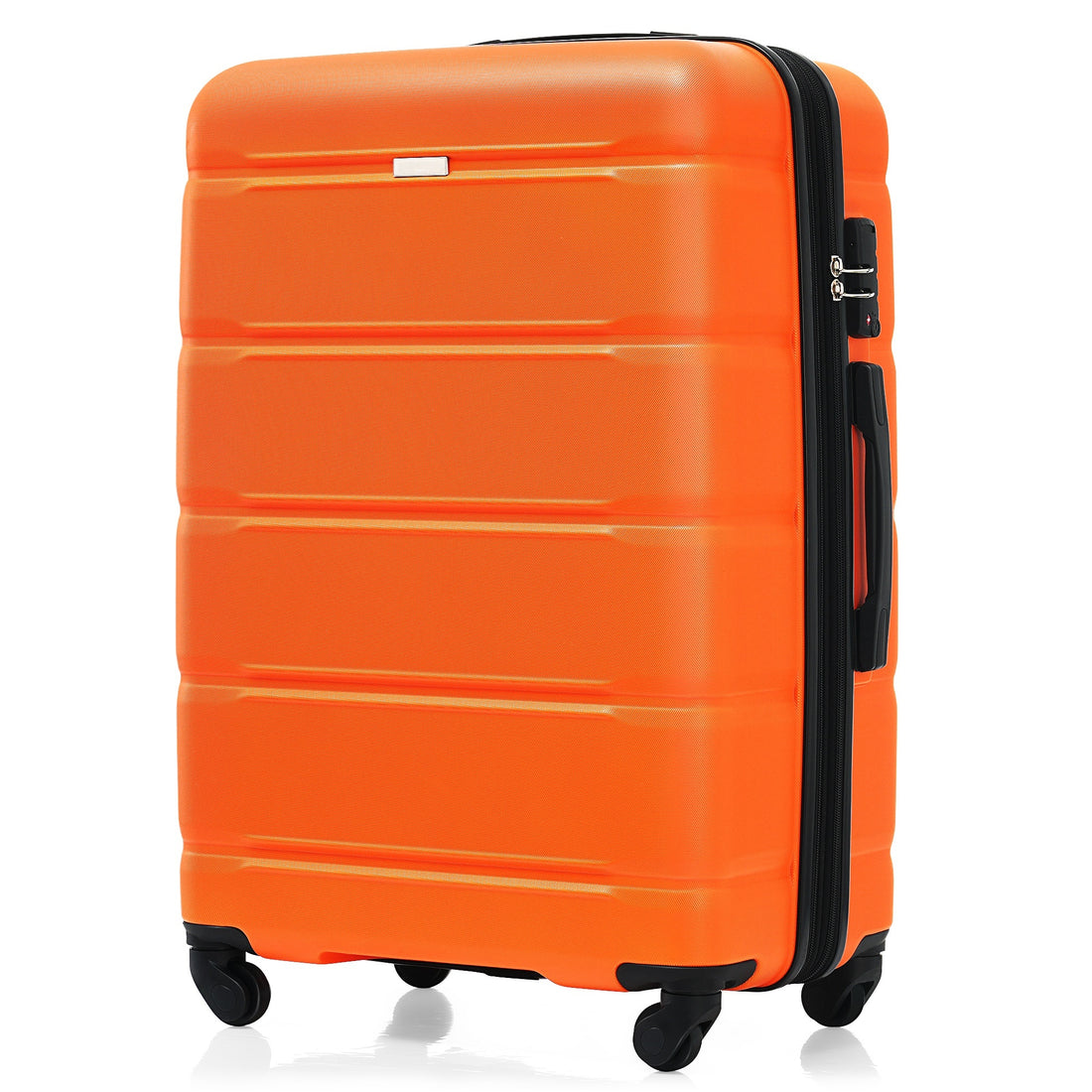 Luggage Set Of 3, 20 Inch With Usb Port, Airline Certified Carry On Luggage With Cup Holder, Abs Hard Shell Luggage With Spinner Wheels, Orange Orange Abs