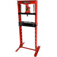 12 Ton Hydraulic Shop Floor Press, Steel H Frame Shop Press With Steel Plates Adjustable Working Table, Floor Stand Jack For Gears And Bearings Red Steel