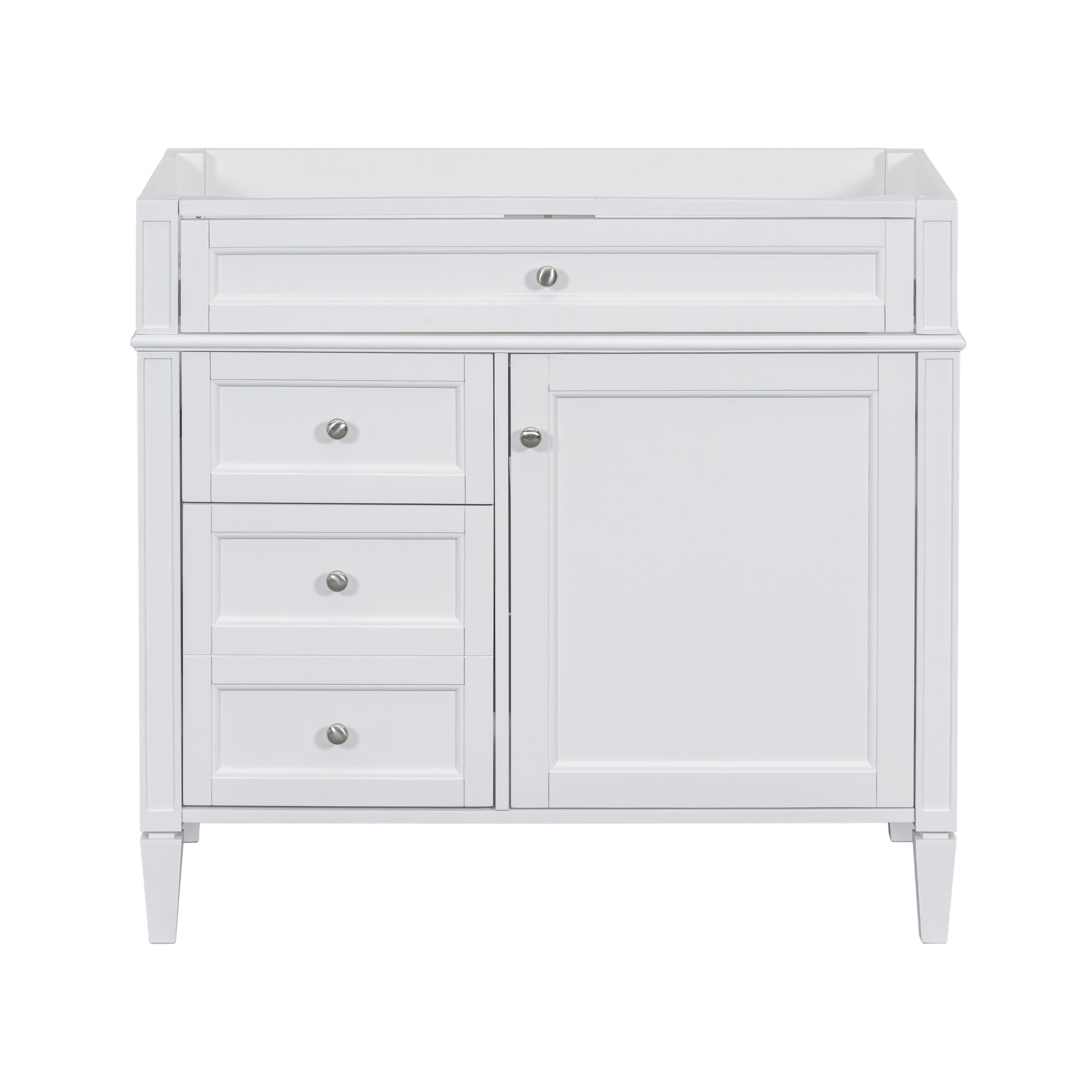 36'' Bathroom Vanity Without Top Sink, Modern Bathroom Storage Cabinet With 2 Drawers And A Tip Out Drawer, Solid Wood Frame Not Include Basin Sink 3 White 1 1 Adjustable Hinges Bathroom Freestanding Solid Wood Mdf Painted