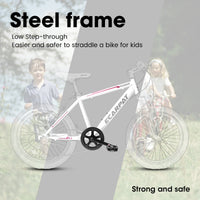 A20215 Kids Bicycle 20 Inch Kids Montain Bike Gear 7 Speed Bike For Boys And Girls White Pink Steel