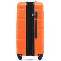 Luggage Set Of 3, 20 Inch With Usb Port, Airline Certified Carry On Luggage With Cup Holder, Abs Hard Shell Luggage With Spinner Wheels, Orange Orange Abs