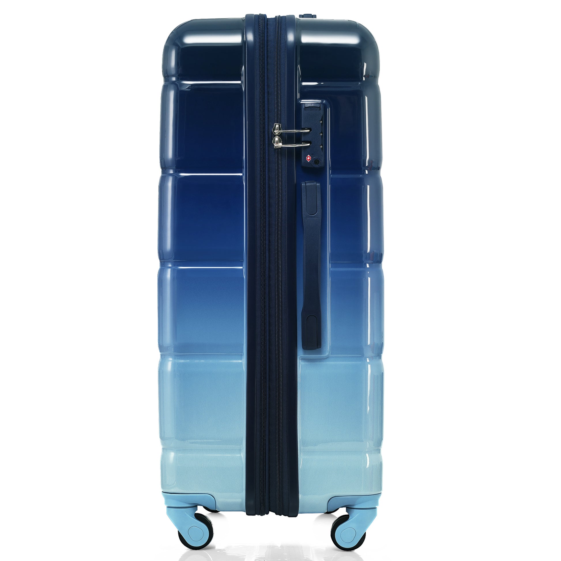 Luggage Set Of 3, 20 Inch With Usb Port, Airline Certified Carry On Luggage With Cup Holder, Abs Pc Hard Shell Luggage With Spinner Wheels, Gradient Blue Blue Abs Pc