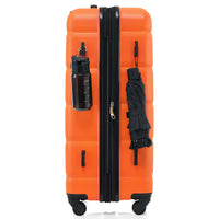 Luggage Set Of 3, 20 Inch With Usb Port, Airline Certified Carry On Luggage With Cup Holder, Abs Hard Shell Luggage With Spinner Wheels, Orange Orange Abs