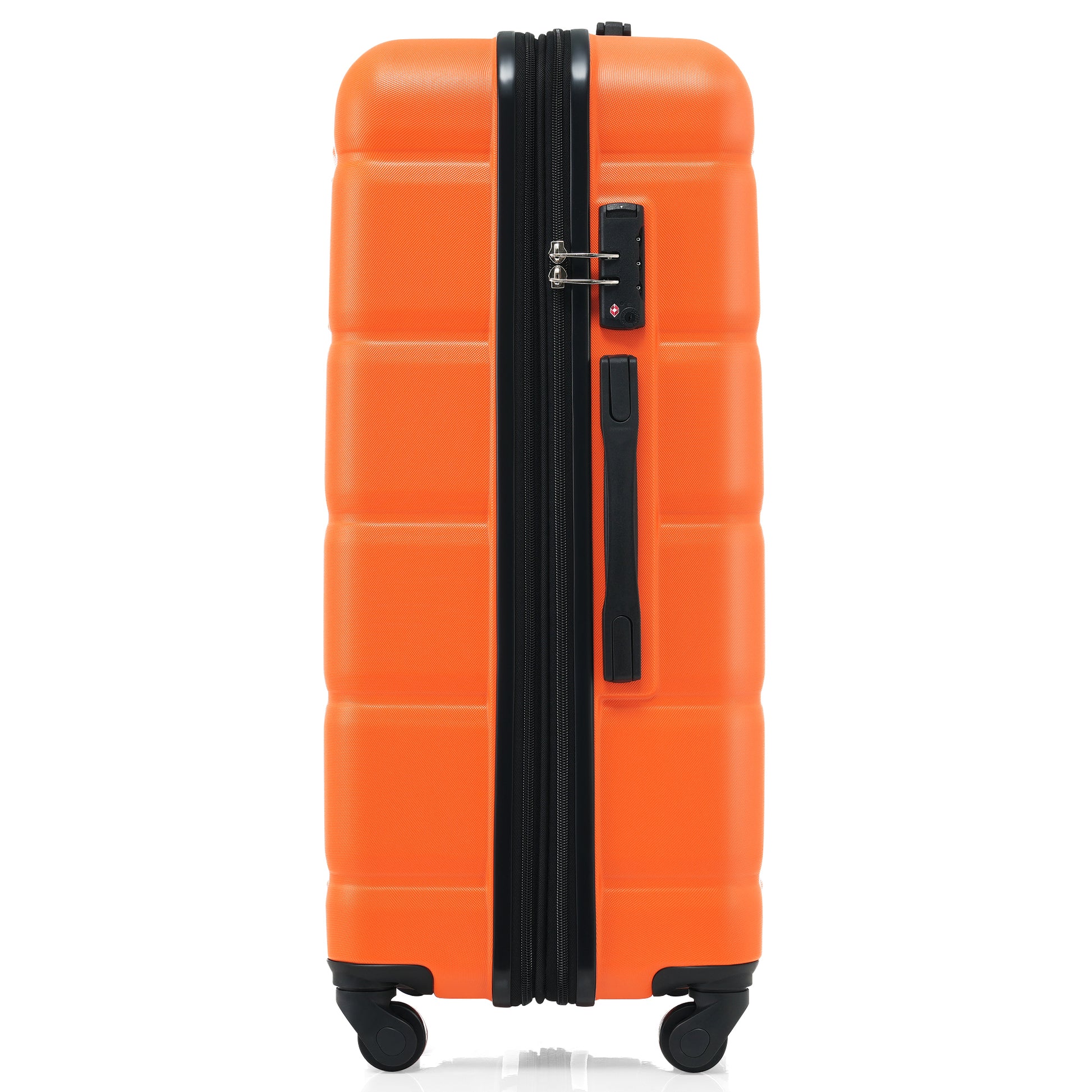 Luggage Set Of 3, 20 Inch With Usb Port, Airline Certified Carry On Luggage With Cup Holder, Abs Hard Shell Luggage With Spinner Wheels, Orange Orange Abs