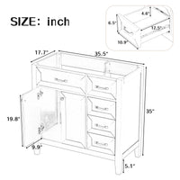 36" Bathroom Vanity Without Sink, Cabinet Base Only, Bathroom Cabinet With Drawers, Solid Frame And Mdf Board, Green Green Solid Wood Mdf