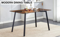 Modern Minimalist Style Rectangular Tea Brown Glass Dining Table, Tempered Glass Tabletop And Black Metal Legs, Suitable For Kitchen, Dining Room, And Living Room, 51 "* 31.5" * 29.5" 1123 Dark Brown Glass