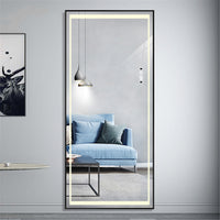 Clearance Goods Full Length Mirrors Intelligent Human Body Induction Mirror Led Aluminum Floor Mirrors Stand Full Body Dressing Room Hotel Mirror Big Size Safe Touch Button Black Aluminium