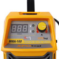 110 220V Mma Welder, 160A Stick Arc Welding Machine Igbt Inverter Digital Display Lcd Hot Start Welder With Electrode Holder, Work Clamp, Input Power Adapter Cable Dual Voltage Dc Yellow Grey Abs Steel Q235