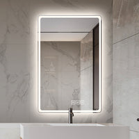 Bathroom Mirror With Led Lights Front And Backlit, Anti Fog Lighted Vanity Mirrors For Wall Mounted, 3 Colors And 5 Level Dimmable, Horizontal Vertical Clear Glass