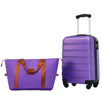 Hardshell Luggage Sets 20Inches Bag Spinner Suitcase With Tsa Lock Lightweight Purple Abs