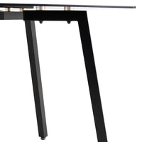 Modern Minimalist Style Rectangular Tea Brown Glass Dining Table, Tempered Glass Tabletop And Black Metal Legs, Suitable For Kitchen, Dining Room, And Living Room, 51 "* 31.5" * 29.5" 1123 Dark Brown Glass