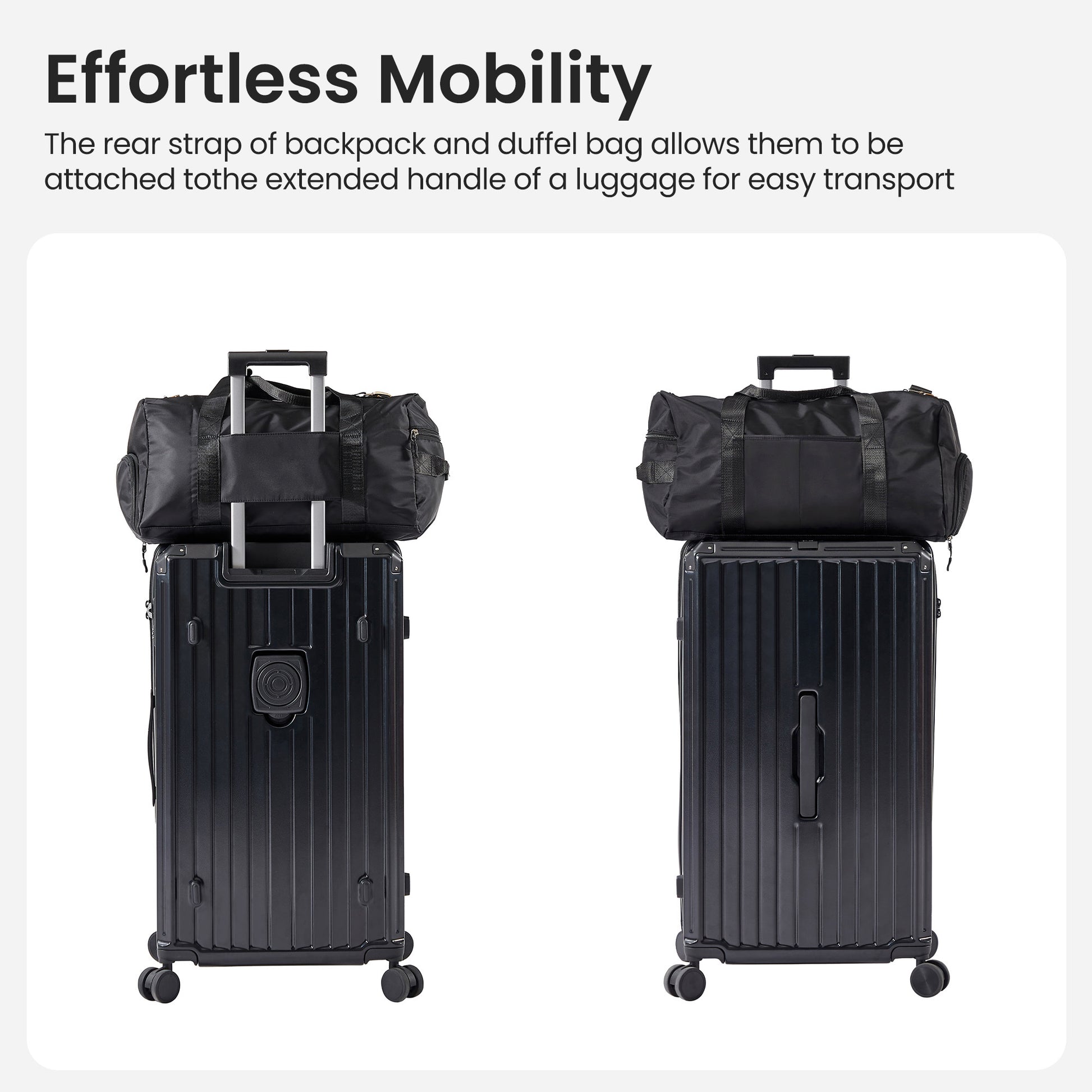 Luggage Set 4 Pcs 20" 24" 29" Travel Bag , Pc Abs Durable Lightweight Luggage With Collapsible Cup Holder, 360 Silent Spinner Wheels, Tsa Lock, Black Black Abs Pc