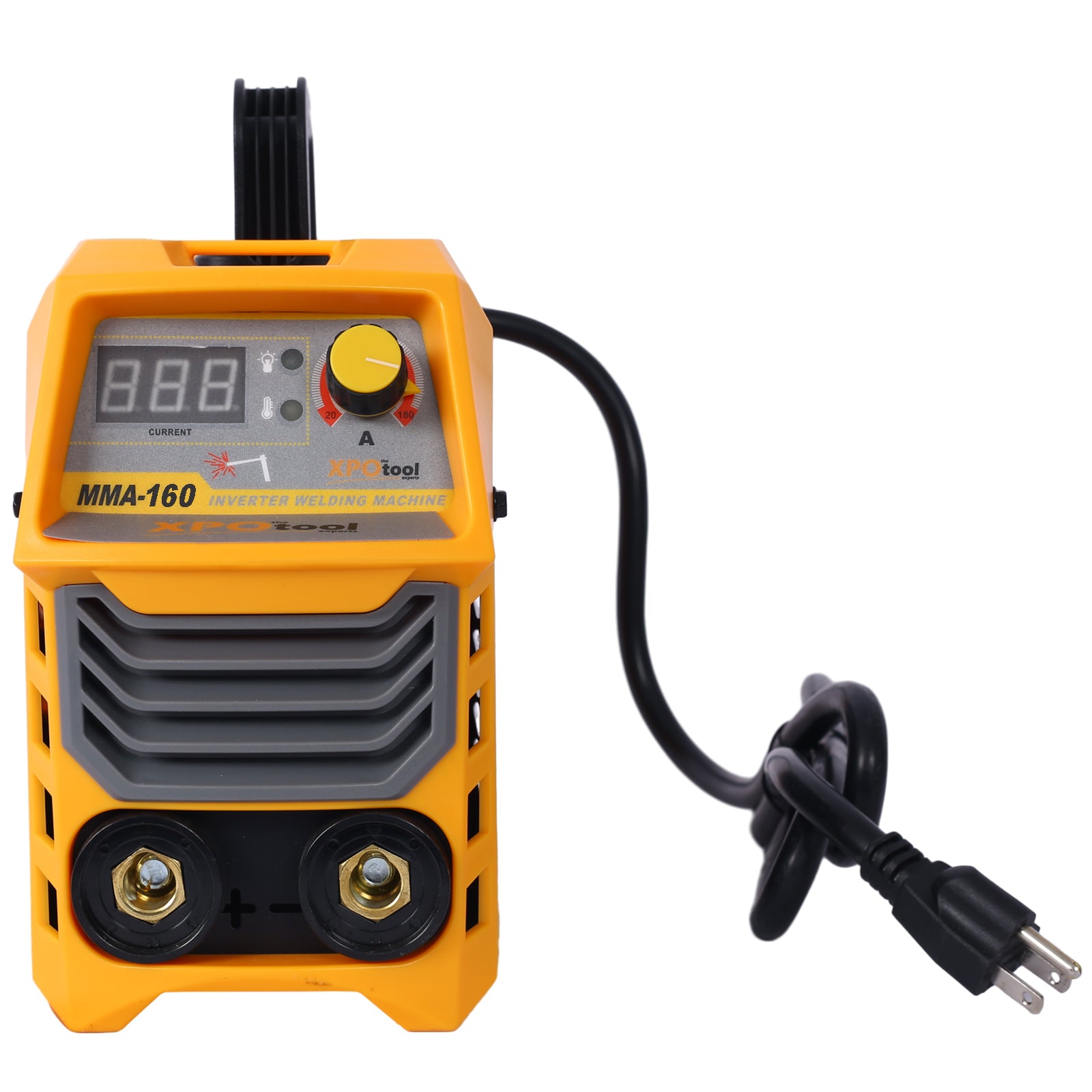 110 220V Mma Welder, 160A Stick Arc Welding Machine Igbt Inverter Digital Display Lcd Hot Start Welder With Electrode Holder, Work Clamp, Input Power Adapter Cable Dual Voltage Dc Yellow Grey Abs Steel Q235